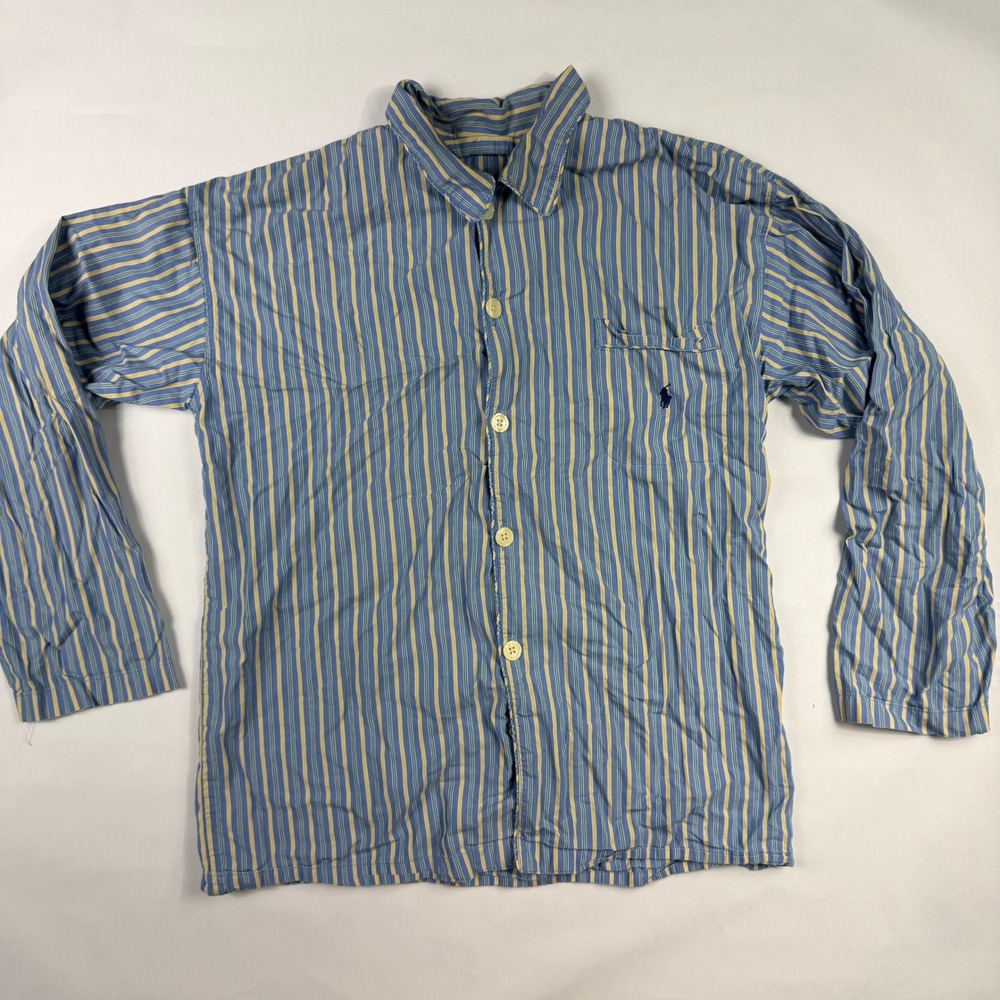 Vintage Polo Ralph Lauren Striped Sleep Shirt Blue Yellow Pony Mens M